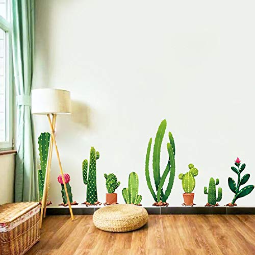 Cactus Wall Decal Green Plants Wall Sticker Tropical Diy Novelty Wall Art Mural For Classroom Offices Bedroom Living Room Home Decoration #TOP3