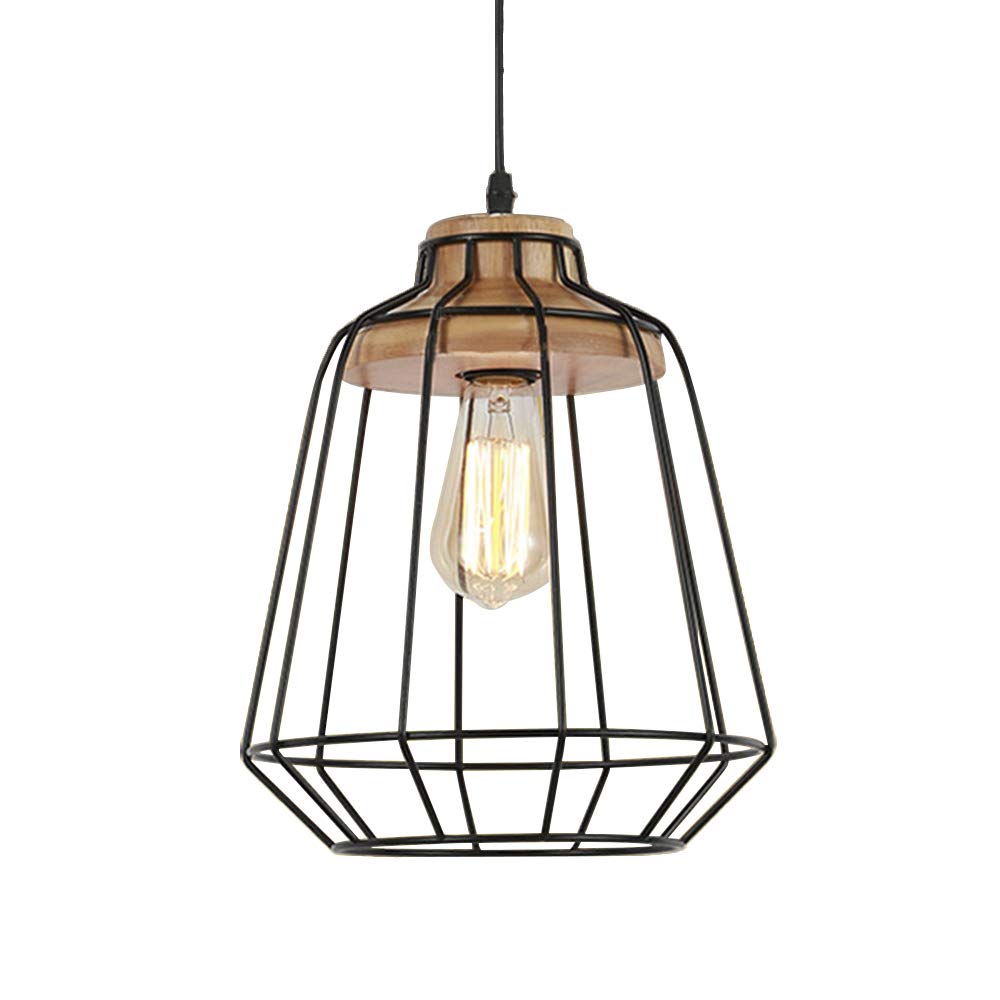 Suspension industrielle à LED cage noire 15" pour salle à manger et salon