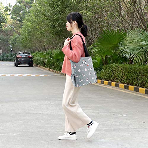 Image of KAMO Floral Tote Bag - Waterproof Lightweight Handbags Travel Shoulder Bag for Hiking Yoga Gym Swimming Travel Beach