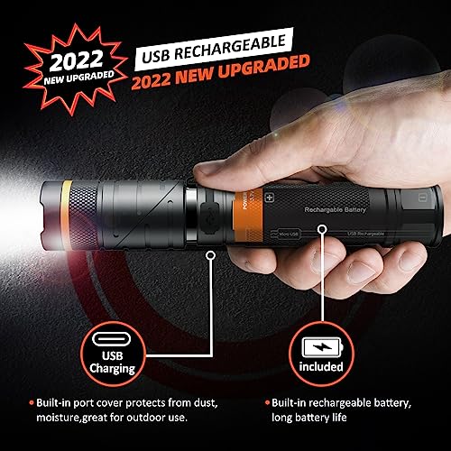 Nicron Flashlights,Rechargeable Magnetic Led Flashlights,1200 High Lumens Tactical Flashlight,White/Red/Green Lights Usb Charging,90 Degree Twist,Ip65 Waterproof Outdoor #TOP5