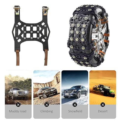 Chaines de neige universelles réglables pour pneus de camion et voiture - 6 pièces noires - 5