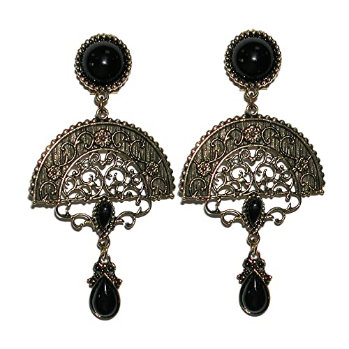 FLAMENCASHOP Pendiente para Flamenca y cualquier tipo de eventos (Negro)