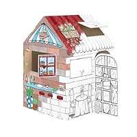 BANKERS BOX at Play Treats & Eats Cardboard Playhouse for Kids – Colour-In Craft Cafe Design – FSC Certified & 100% Recyclable – Creative Indoor Playhouse Toy XL (\u200E81.3 x 81.3 x 121.3 cm) – Ages 3+