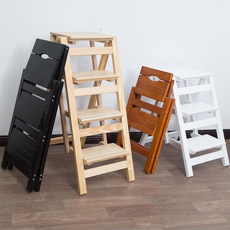 Taburete y silla de escalera de madera plegable para una decoración estética. 4