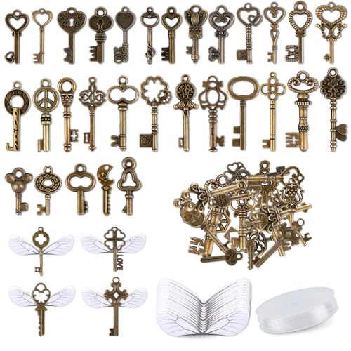 50 Stück Geburtstags Deko Vintage Schlüssel, Alte Schlüssel...