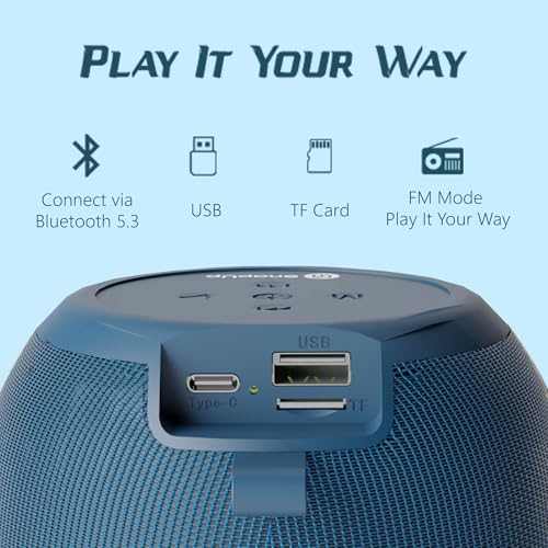 Image of Groove BOP Big Impact 14W Powerful Sound, with up to 8Hrs of Playtime, Tru HD Bass, Advanced Bluetooth 5.3, Multiple Compatibility Connections, RGB Light - Tropical Blue