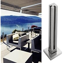 IBOWZ Glass Railing Post,Stair Post Glass Railing Post Square, Stainless Steel Balustrade Floor Stand for Garden Balcony Stair, 2ft/3ft/3.5ft/4ft Deck Railing System