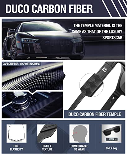 Image of DUCO Square Polarized Sunglasses for Men Women Large Flat Top Shield Sun Glasses UV400 Protection Carbon Fiber Shades DC8230