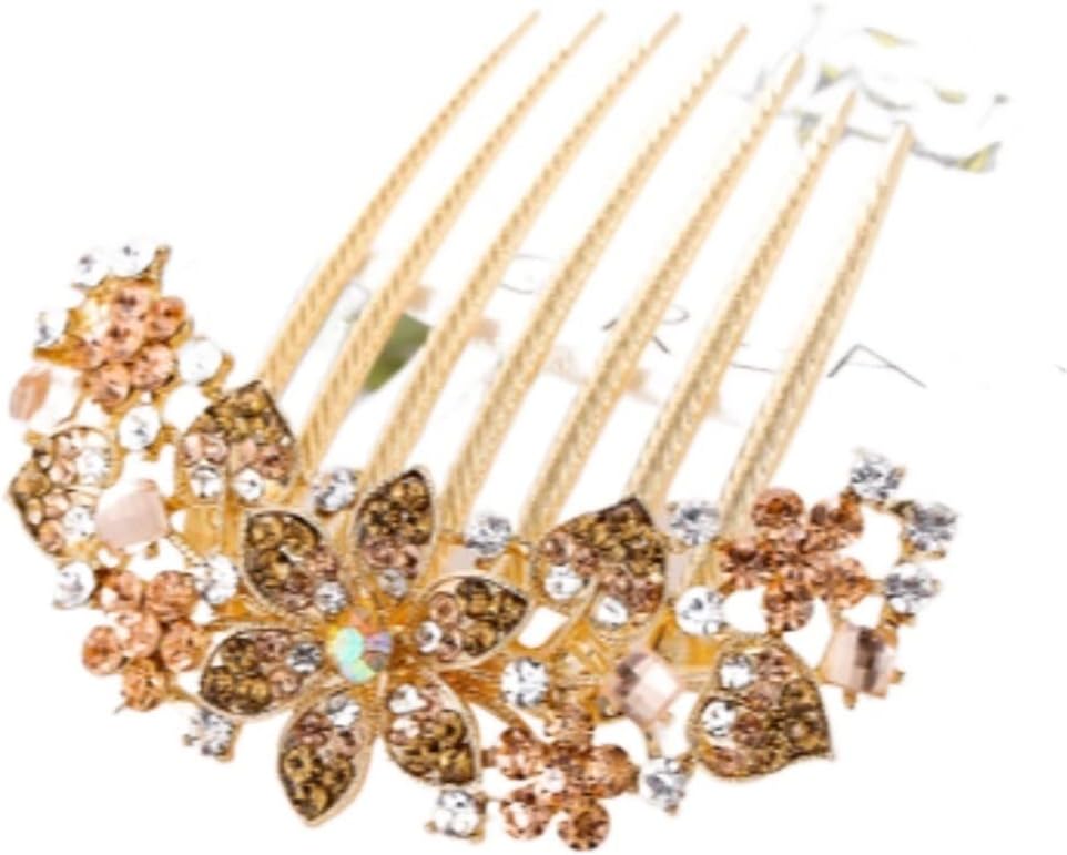 Wedding Hair Comb Hair Side Comb Hair Comb Clip Women Hair Combs Accessories Flower Rhinestones Hair Side Comb Decorative Hair Comb Clips Bridal Hair Comb Pins Side Comb (Color : G, Size : One Size