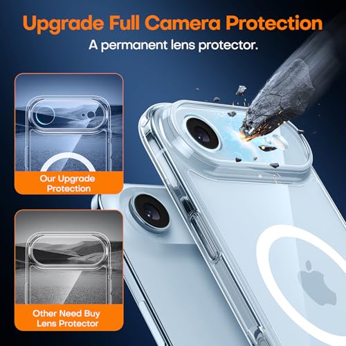 Image of TAURI for iPhone Air Case, Compatible with MagSafe, Clear | with Screen Protector, Not-Yellowing Military-Grade Protection, Shockproof Slim Magnetic Case for iPhone 17 Air