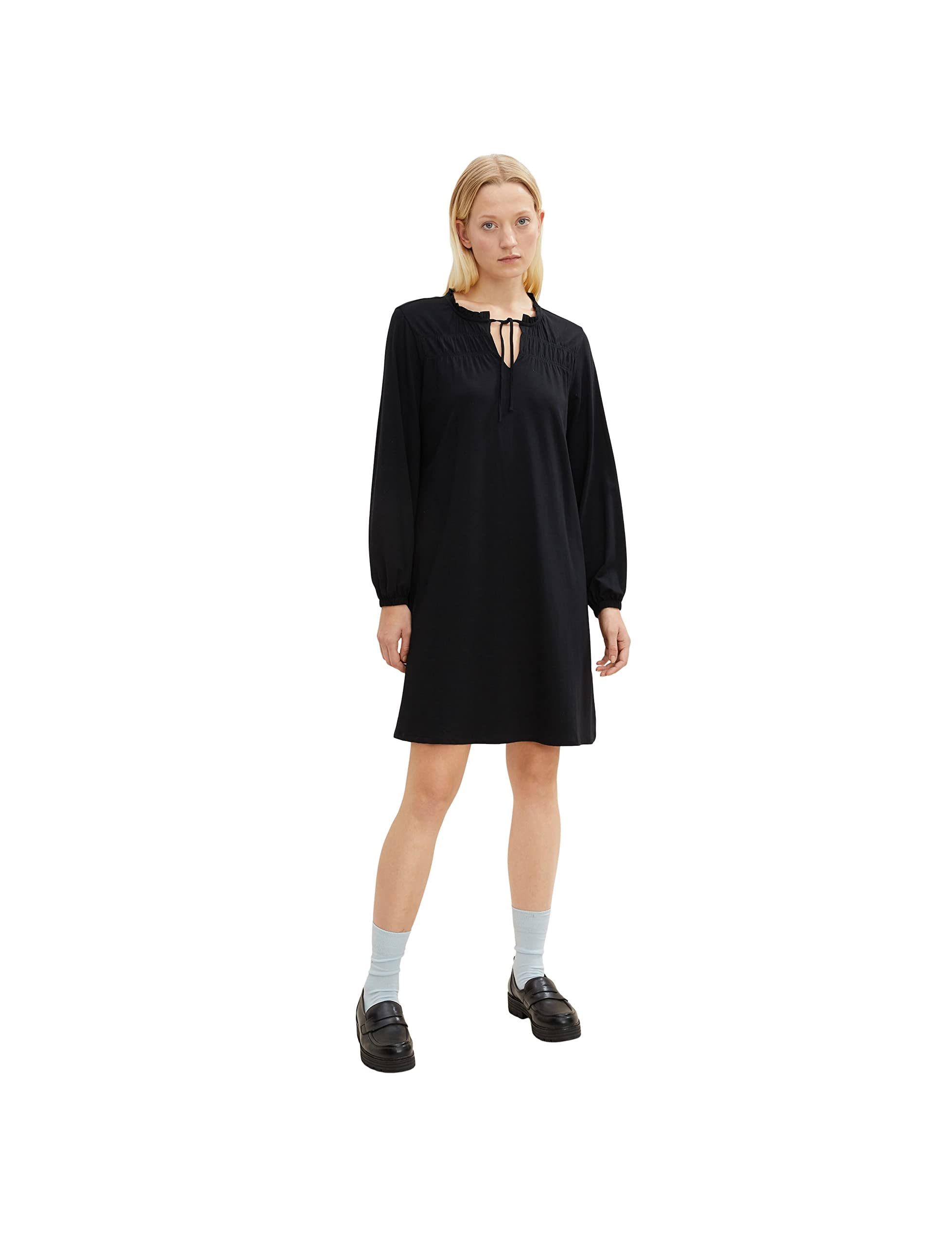 TOM TAILOR Ladies Dress with Ruffle Detail 1034824, 14482 - Deep Black, 38