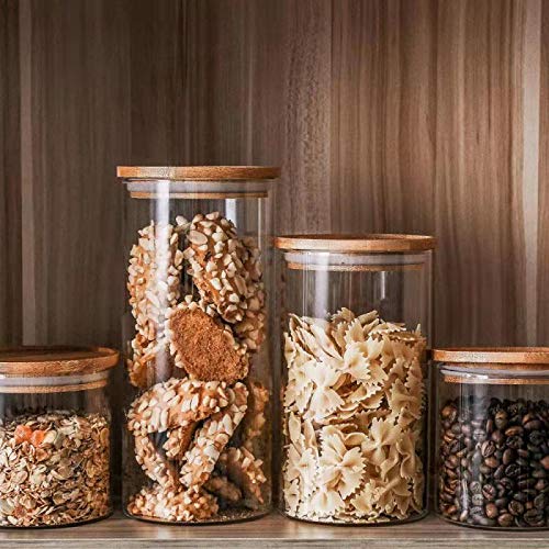 Sweejar Glass Food Storage Jar With Lids(18 Oz),Airtight Canisters Sets For Kitchen,Food Storage Container With Bamboo Lid For Serving Tea, Coffee, Spice And More(18 Oz)… #TOP5