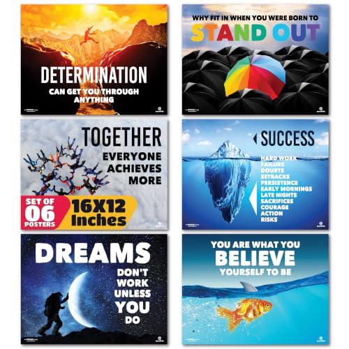 Sproutbrite 6 Pack 12"x16" Pack High School Motivational Posters -