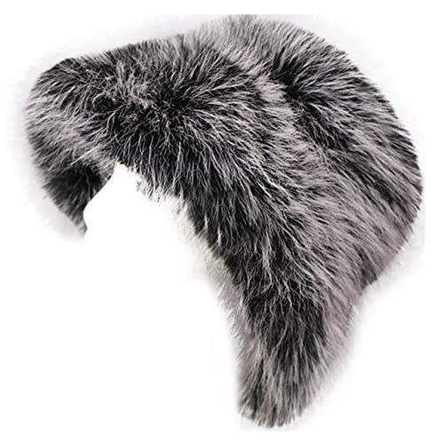 Winter Furry Faux Fur Bucket Hat for Women Warm Fur Plush Personality Ear Protection Large Wide Eaves Fisherman's Cap Frost Black