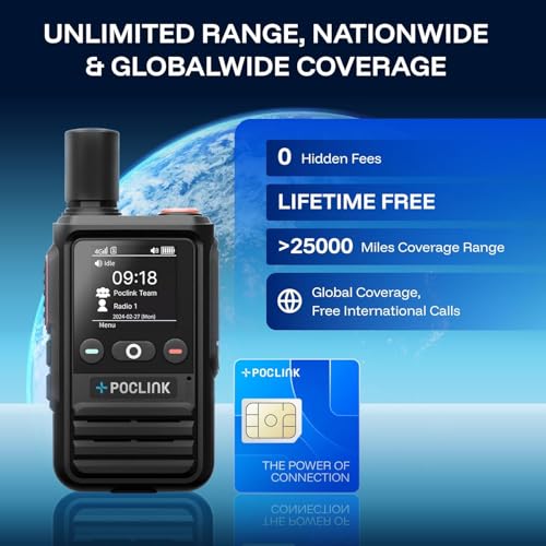 Image of Lifetime Free Global Walkie Talkies Long Range, POC-1 Lite, 4G LTE Unlimited Range POC Two-Way Radios with Bluetooth & APP, Rechargeable Walkie Talkie