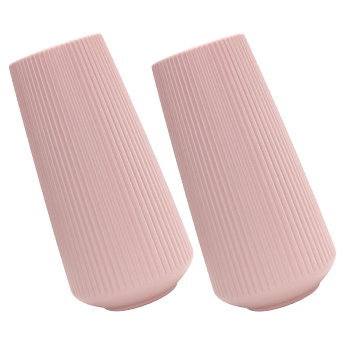 Vase Décoratif en Plastique Rose Grosse Capacité Solide Moderne