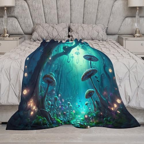 Couverture en flanelle super doux motif champignon nid douillet