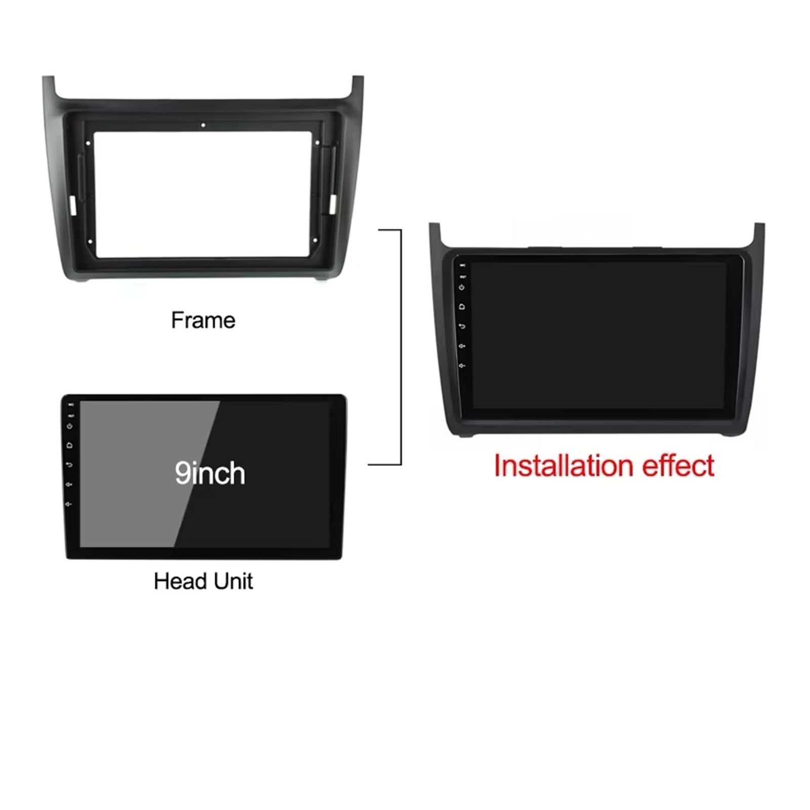 Montaje Panel GPS Para VW Para Polo 5 Para Golf Para Passat Cubierta Adaptadora Cable Fascia Marco Radio Coche 9 Pulgadas Fascia Radio Coche
