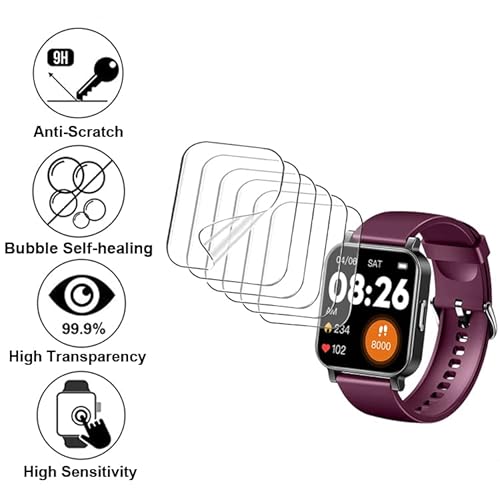 Smaate IW1SPTR35 Screen Protector Compatible With Eurans Tykoit Imzuc Oraimo Iw1 Lite, Fitniv Escaru Stiive Letsfit Iw1 1.4Inch Smartwatch, Soft, 6-Pack, Bubble Self-Healing, Full Coverage, Anti-Scratch thumb #2