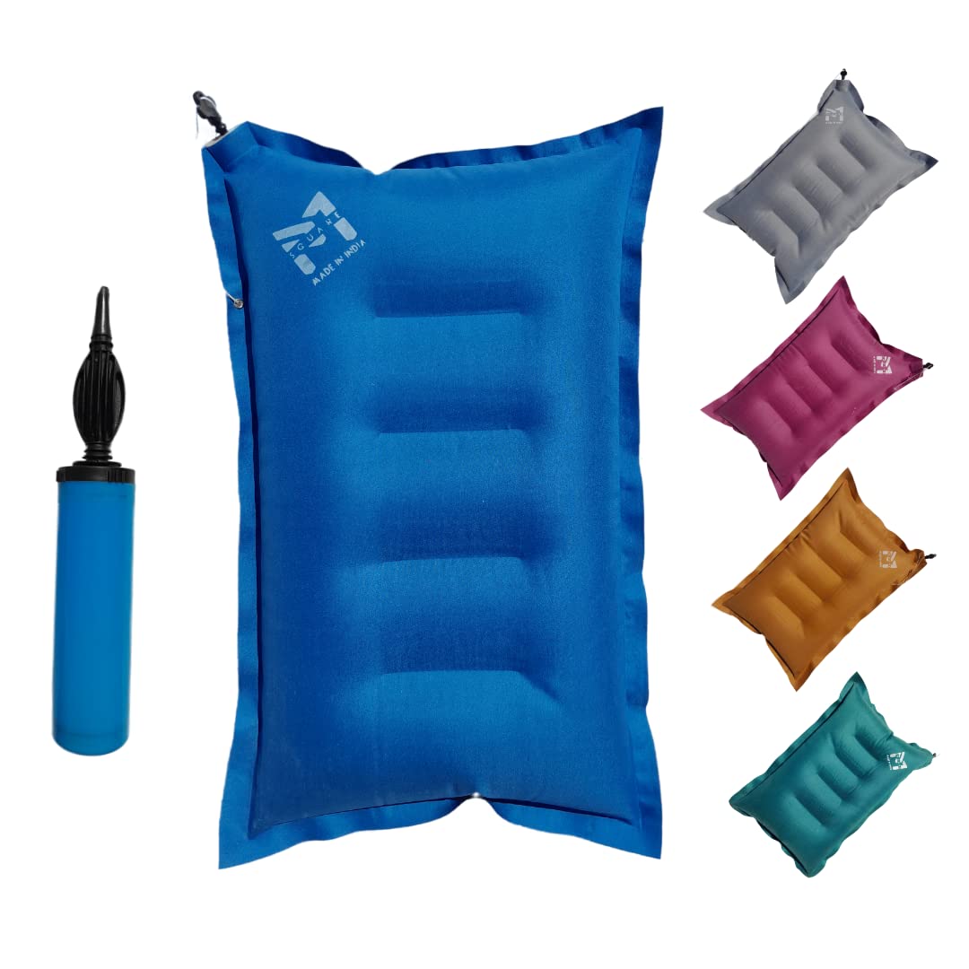 PM SQUARE Inflatable Soft Portable Air Travel Pillow with Air Pump and headrest Accessory for Train, Bus, Camping, Hostel and Office-image-14