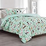 LinenTopia 3 Piece Panda Twin Kids Comforter Set - Kids Bedding - Pillow Sham, Decorative Toy Pillow - Toddler Bed Kit, Panda Bed Sets for Girls and Boys - Twin Size
