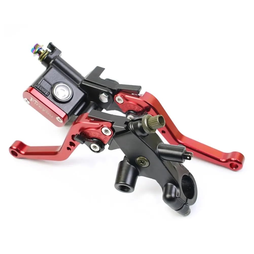 Leve Freno Frizione Regolabile Leva del cilindro principale della pompa freno frizione idraulica per moto da 22 mm per accessori motocross(Red Shorter)