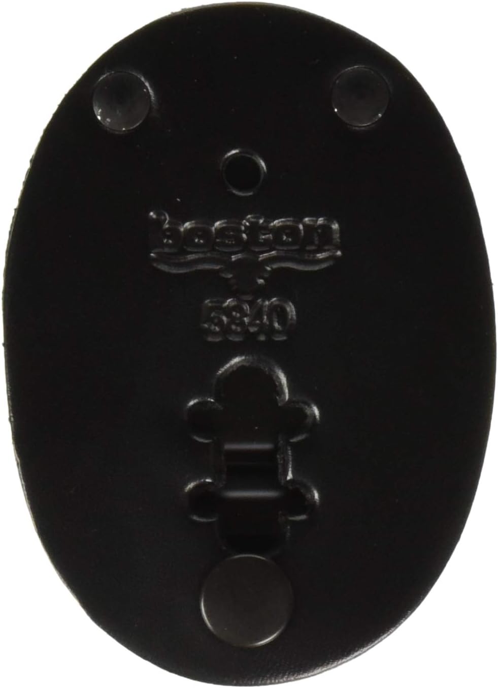 Boston Leather Oval Clip on Badge Holder Plain Finish (Black Leather)