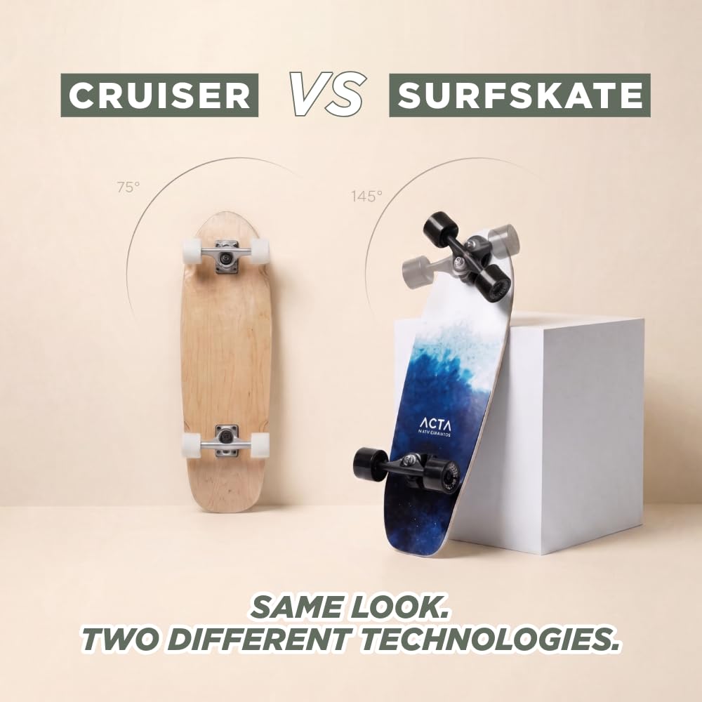 ACTA Surfskate Foam V2 31" - Ocean - Tavola da Surf-Skate in acero 7 pieghe, ideale per principianti e intermedi, per pumptrack, crociere e carving urbano (Foam V2)