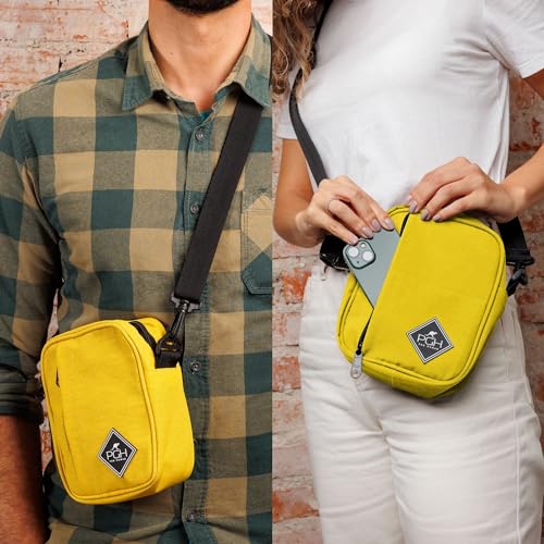 Shoulder Bag Bolsa de Ombro Transversal, PGH, Modelo Tiracolo TGF Amarela - Tecido Externo Impermeáv