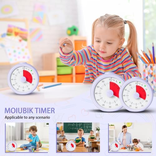 Moiubik Visual Timer for Kids 60 Minute Countdown Timer for Classroom Study Office Kitchen with Silent Operation RoundTimer (Purple) - Image 4