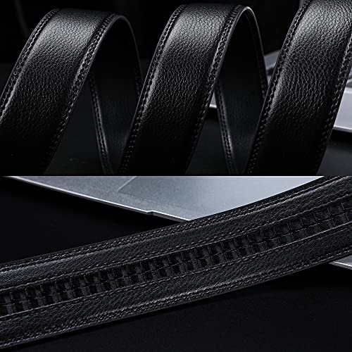 Men's Belt,Civantiya Leather Ratchet Black Slide Buckle Designer Belts - Image 6