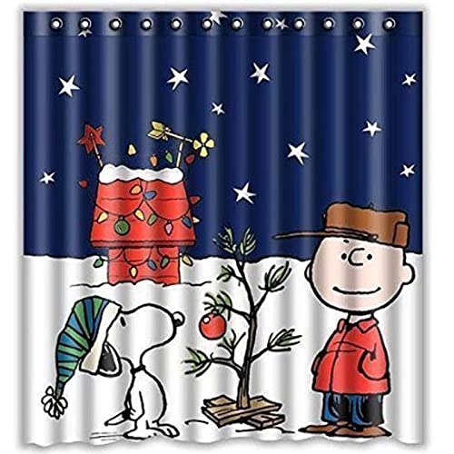 Christmas Shower Curtain, Funny Waterproof Shower Curtains Navy Blue Bath Curtain Kids Cute Bathroom Set With Hooks For Thanksgiving Christmas Decoration Home Decor 66"X72" #TOP8