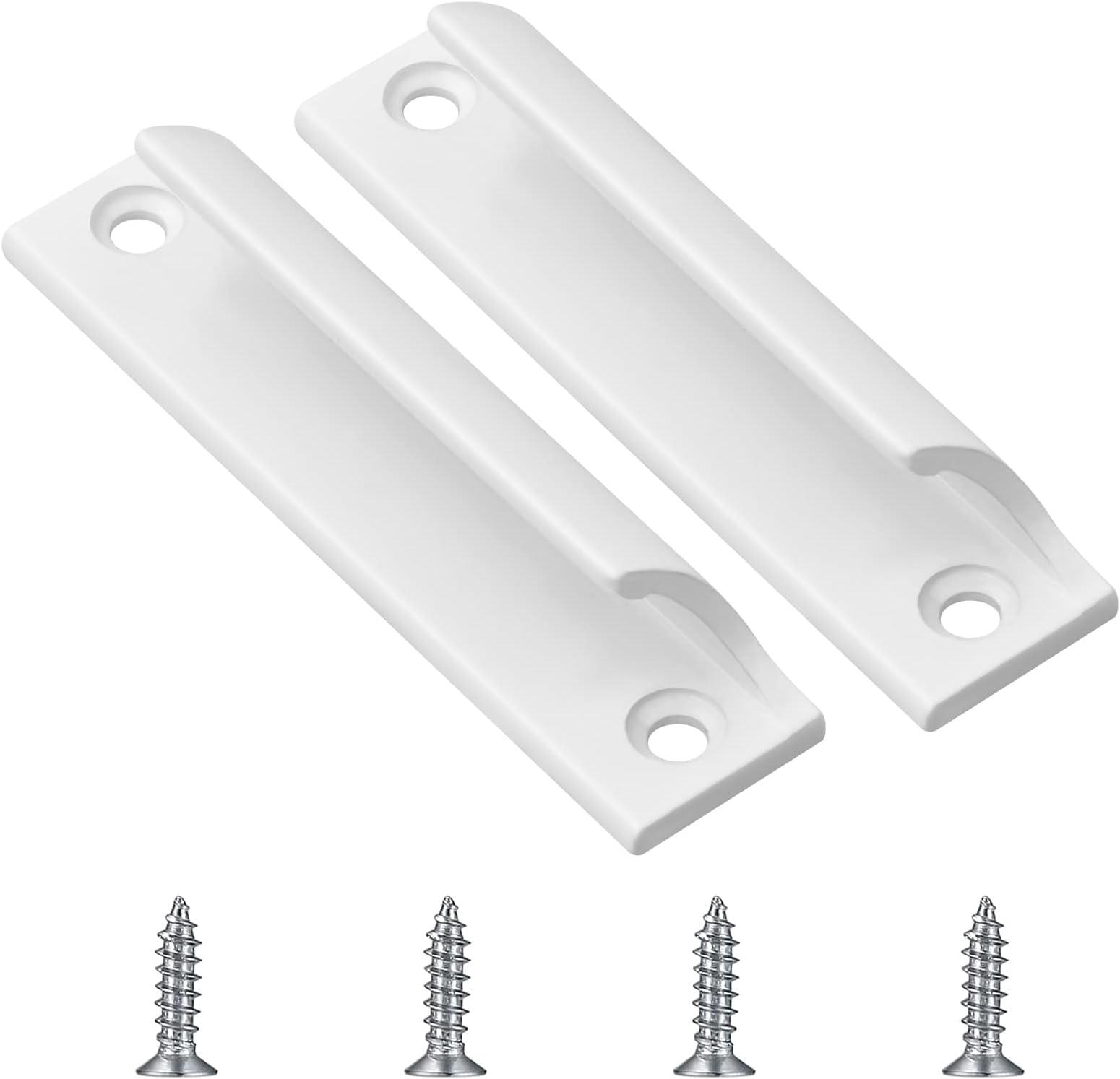 suchkawe 2pcs Sliding Door Handles, Black Aluminum Alloy Balcony Door Handle Curved Handle Door Pull Handle for Cabinets, Wardrobes and Dressers, Furniture Hardware with Screws (White)