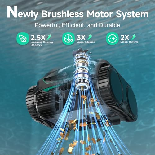 Image of WYBOT C2 Cordless Robotic Pool Cleaner, Pool Vacuum for Inground Pools | Dual Filter with Ultra-fine Filtration, Lasts 180 Mins, Floor, Wall & Waterline Cleaning, App Control, Glossy Black