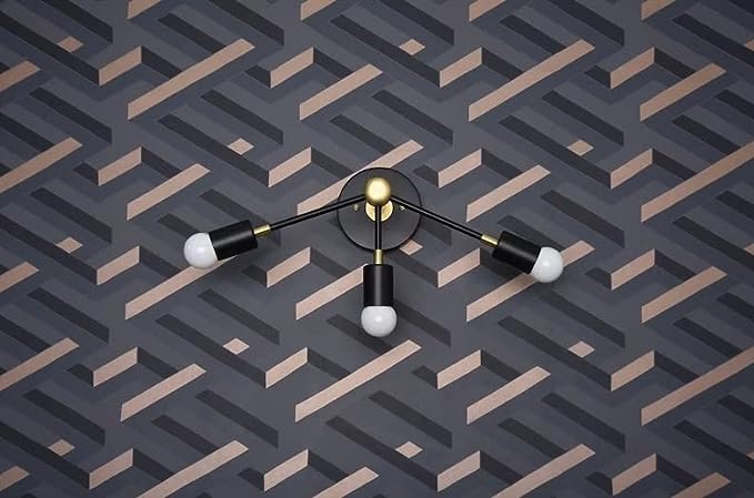 WAW 3-Light Black & Gold Wall Sconce Sputnik Chandelier - Mid Century Modern Minimalist Bathroom Vanity Hallway Lighting - Industrial Exposed Bulb Point Wall Lamp Fixture