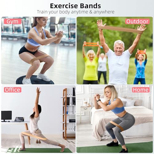 Image of Resistance Bands for Working Out, 5-Pack Elastic Exercise Bands for Strength Training, Stretching, Workout; Home Gym Equipment for Women Men, Pilates Yoga Physical Therapy, Leg Glute Arm Exercise Kit