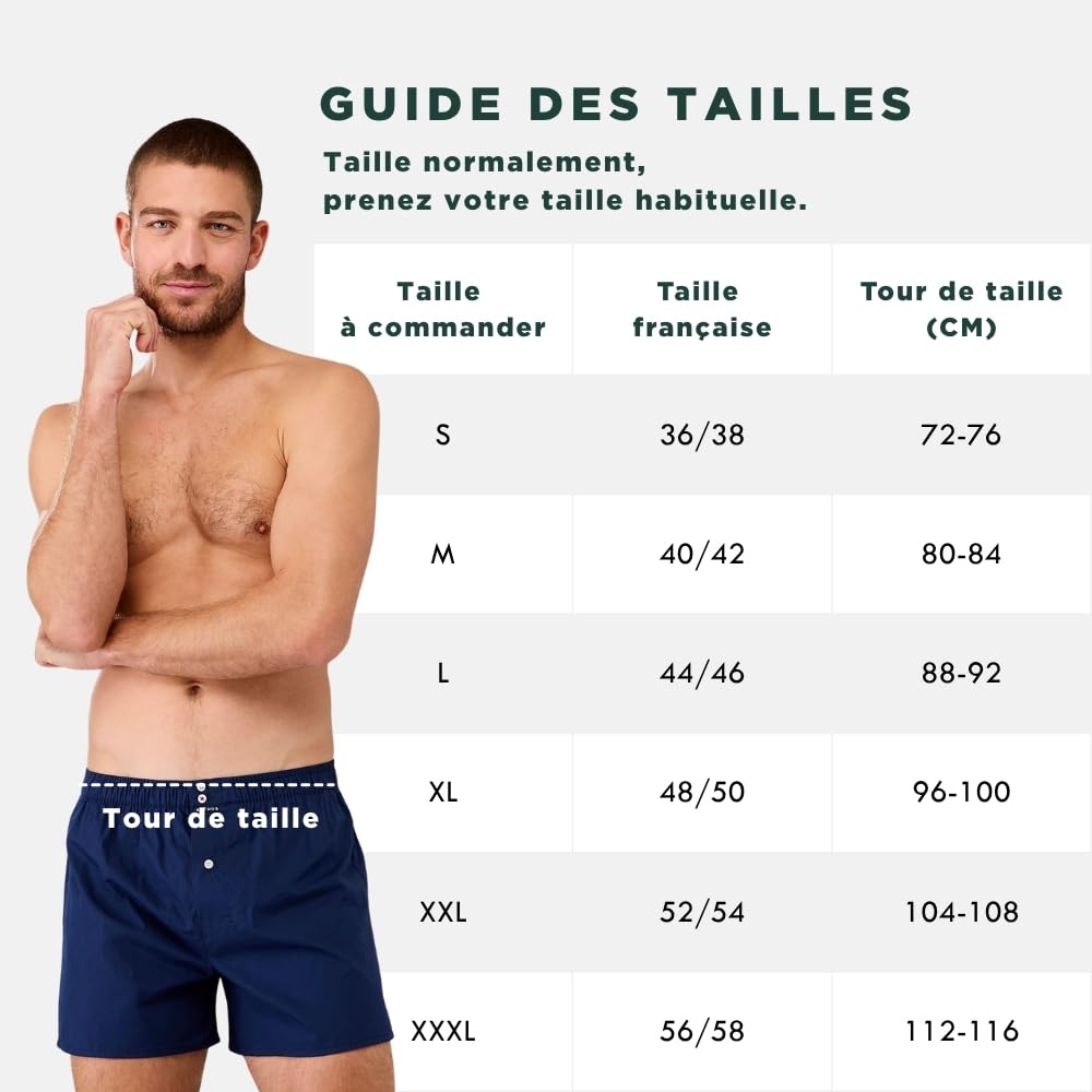 ARTHUR - Caleçon Homme avec Maintien Intégré - 100% Coton - Respirant & Doux - sous-vêtement Homme à Motifs Carreaux Vert et Bleu - Taille M