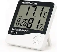 Termômetro e Higrômetro Digital, Modelo: HTC-1, Alta Precisão, Memória de Máx e Mín, Relógio Integrado, Display Fácil Leitura - Qualidade Premium