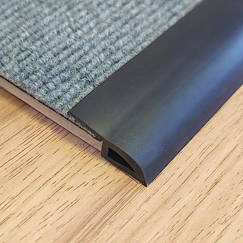 Zeyue 6.56Ft Floor Mats Edge Reducer - Carpet Straight Edge Threshold Transition Strip Floor Edging Trim Vinyl - Beveled Edge Ramp Edge Guard For Use With 3/8" Thick Rubber Flooring Black #TOP2