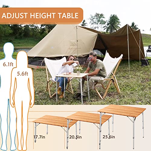 KingCamp Mesa de Camping Plegable Ligera y Estable con Tapa de Bambú Ajustable en Altura para Picnic al Aire Libre miniatura 6