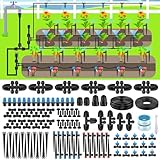 Pawfly 250 ft Drip Irrigation System, Quick-Connect Drip Irrigation Kit with 1/2" & 1/4" Tubing Adjustable Emitter Fitting and Accessories, Garden Watering System for Greenhouse,Yards,Lawn,Raised Bed