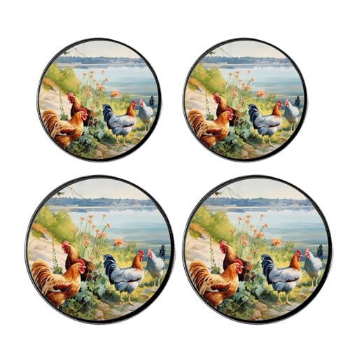 Wolf Howling At The Full Moon Pattern Set of 4 Stove Burner Covers - Premium Round Electric Stove Range Protectors,8 IN & 10 IN