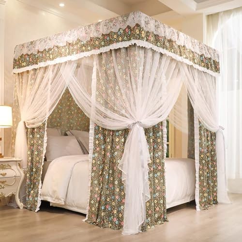 Mosquito Net Curtain Net For Twin/Full/Queen/King Size Bed - 4 Corner Post Bed Canopy For Girls Bed, Adult Bedroom
