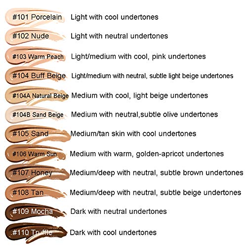 Ownest Matte Oil Control Concealer Foundation Cream, Broad Spectrum SPF 25, Long Lasting Waterproof Flawless Matte Sunscreen Liquid Foundation-104A Natural Beige