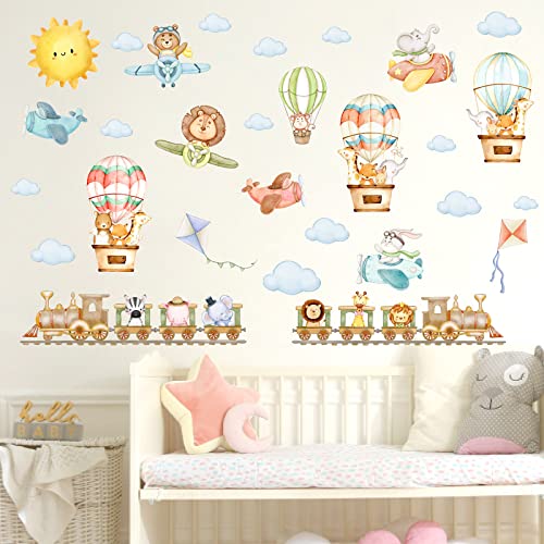 Vinilos decorativos infantiles con animales y globo aerostático miniatura 3