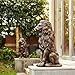 Glitzhome Guardian Sitting Lion Statue Regal Indoor and Outdoor Garden Sculpture for Home Entrance Porch and Yard, 27.75