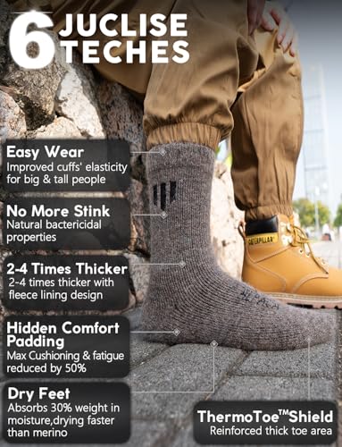 Alpaca Wool Crew Socks 2 pairs for Men and Women,Thick Thermal Winter Hunting Socks Hiking,Moisture Wicking Cushioned4