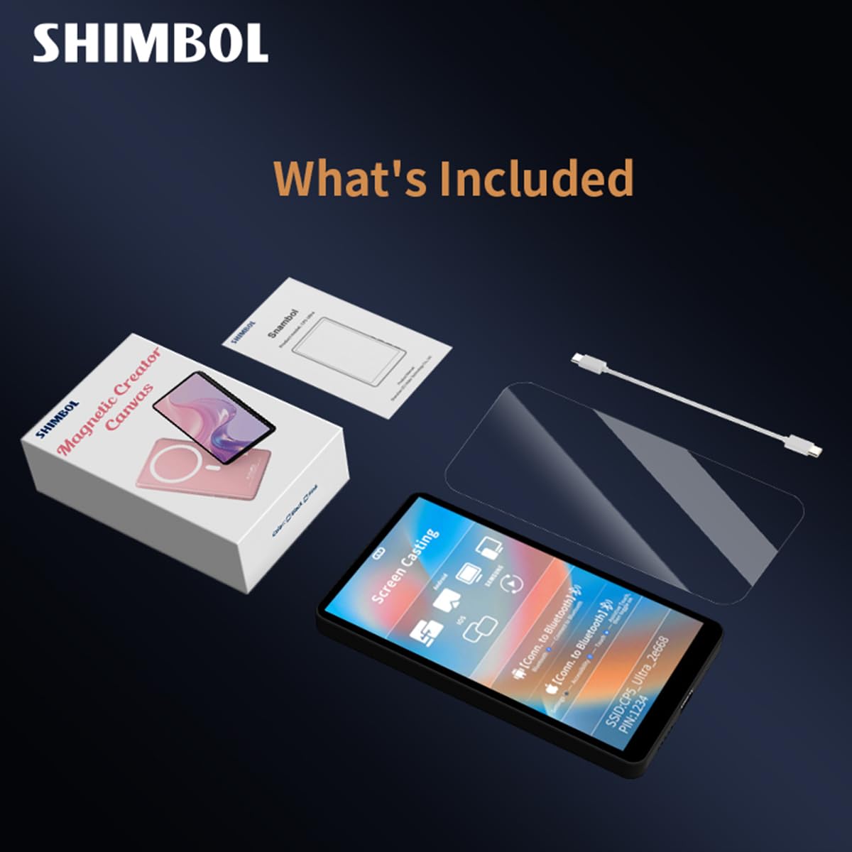 Shimbol CP5 - Monitor wireless FHD Ultra 5", pratico selfie monitor per iPhone e Android, supporto magnetico, controllo touch, collegamento 50 m a bassa latenza, telecomando app