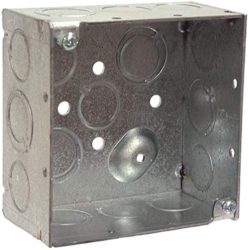 Hubbell-Raco 8232 2-1/8-Inch Deep, 1/2-Inch and 3/4-Inch Side Knockouts, Welded 4-Inch Square Box (1, SÑ–nglÐµ pÐ°Ñk)