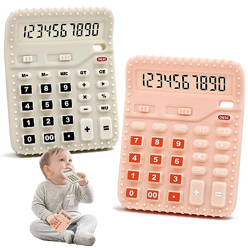 Beißring Baby Spielzeug 0-6 Monate Jungen Mädchen Personalisierte Geschenk, Silikon Rechner Zahnungshilfe Baby Badespielzeug ab 3 6 8 12 Monate Neugeborene Säugling Autistisch Kinder（Grau+Rosa）